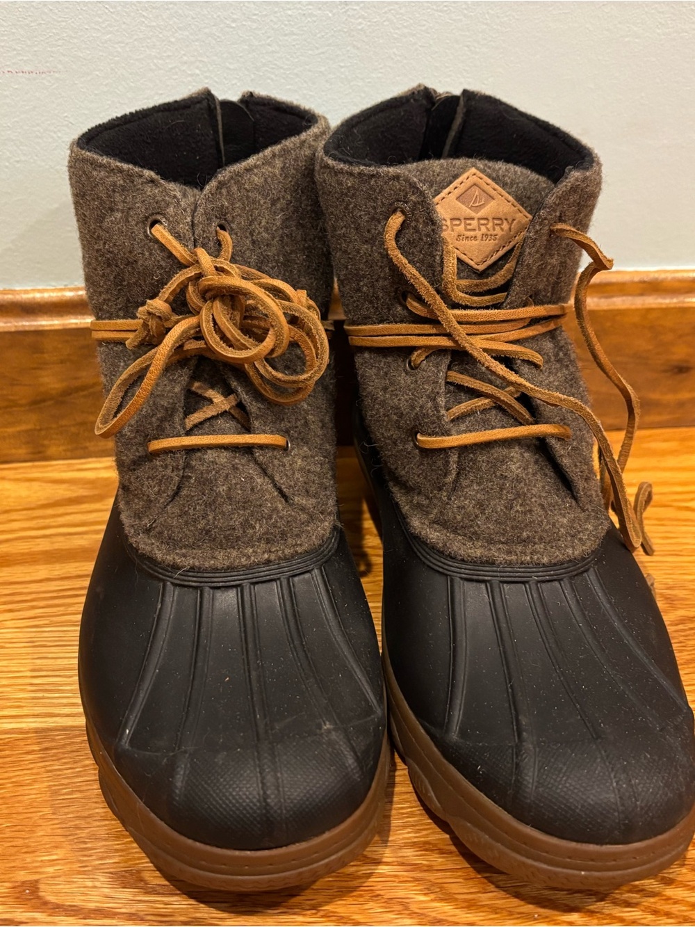 Women’s Sperry Brown and Black Waterproof Duck Boots